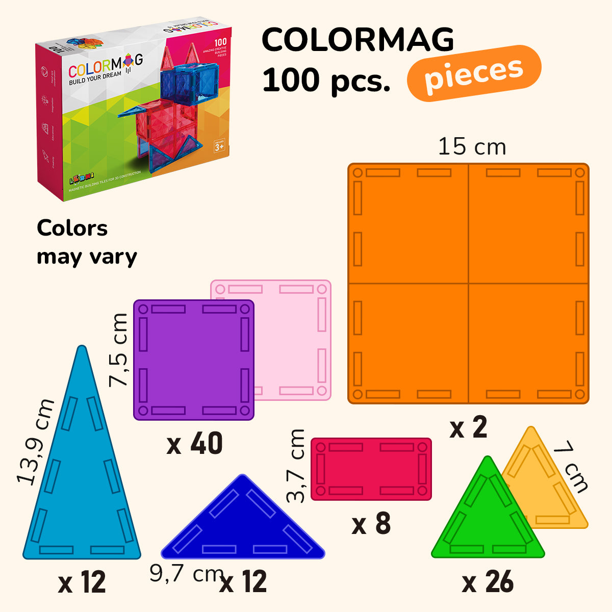 COLORMAG costruzioni magnetiche 100 pezzi