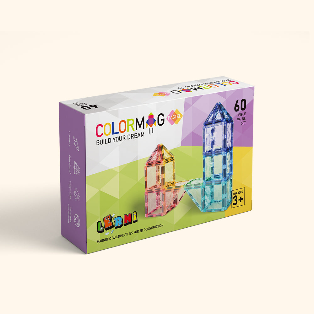 Costruzioni magnetiche COLORMAG 60 pezzi - pastel